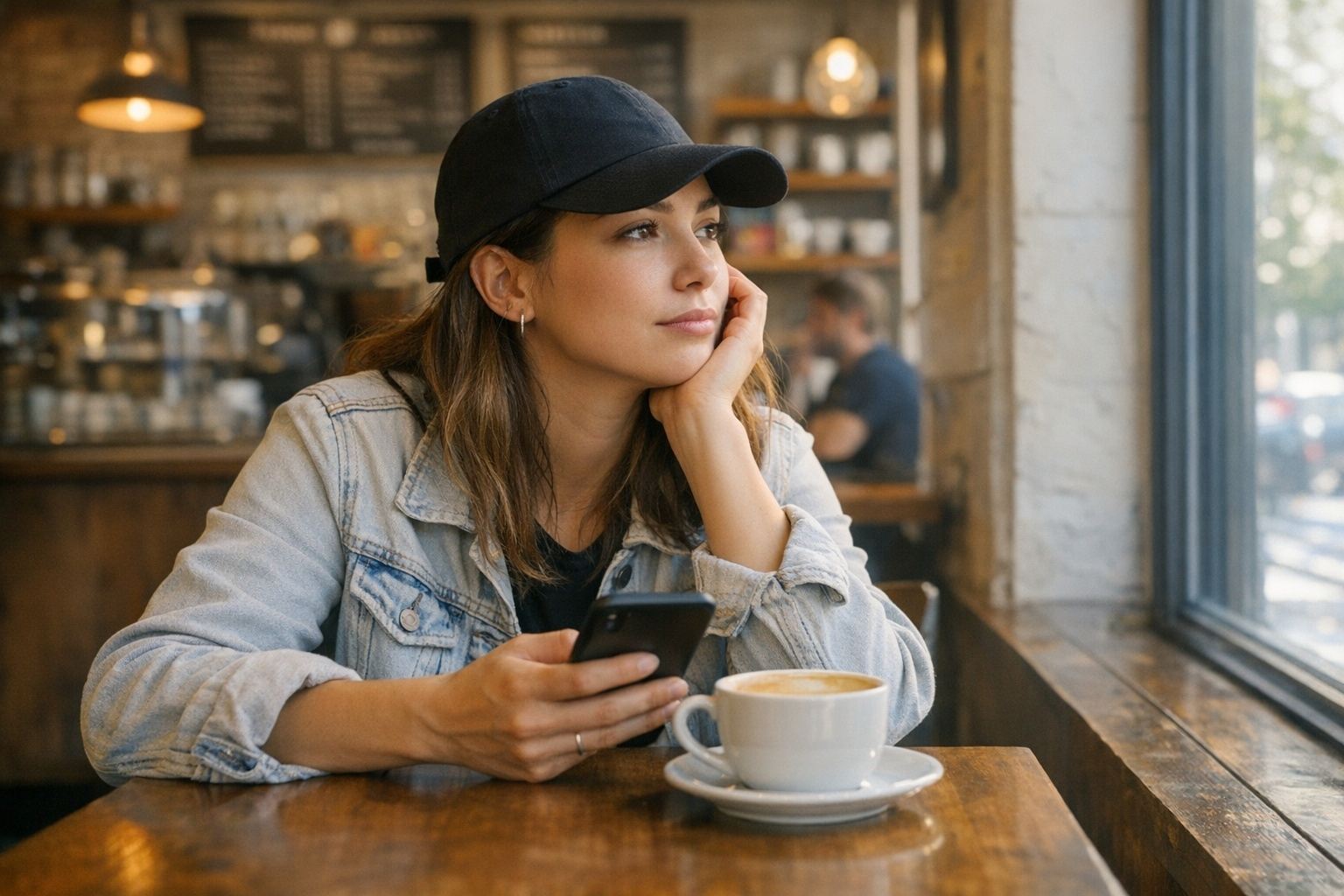 A remote worker settled in at a partner café